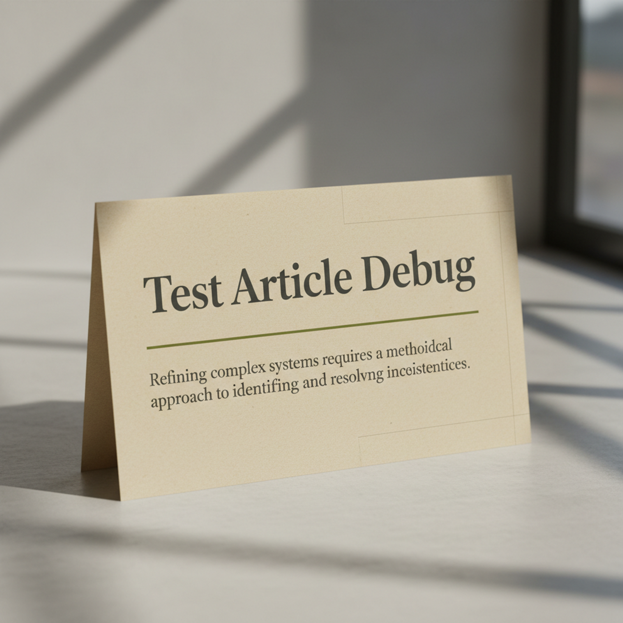 Conceptual Text Card — Test Article Debug