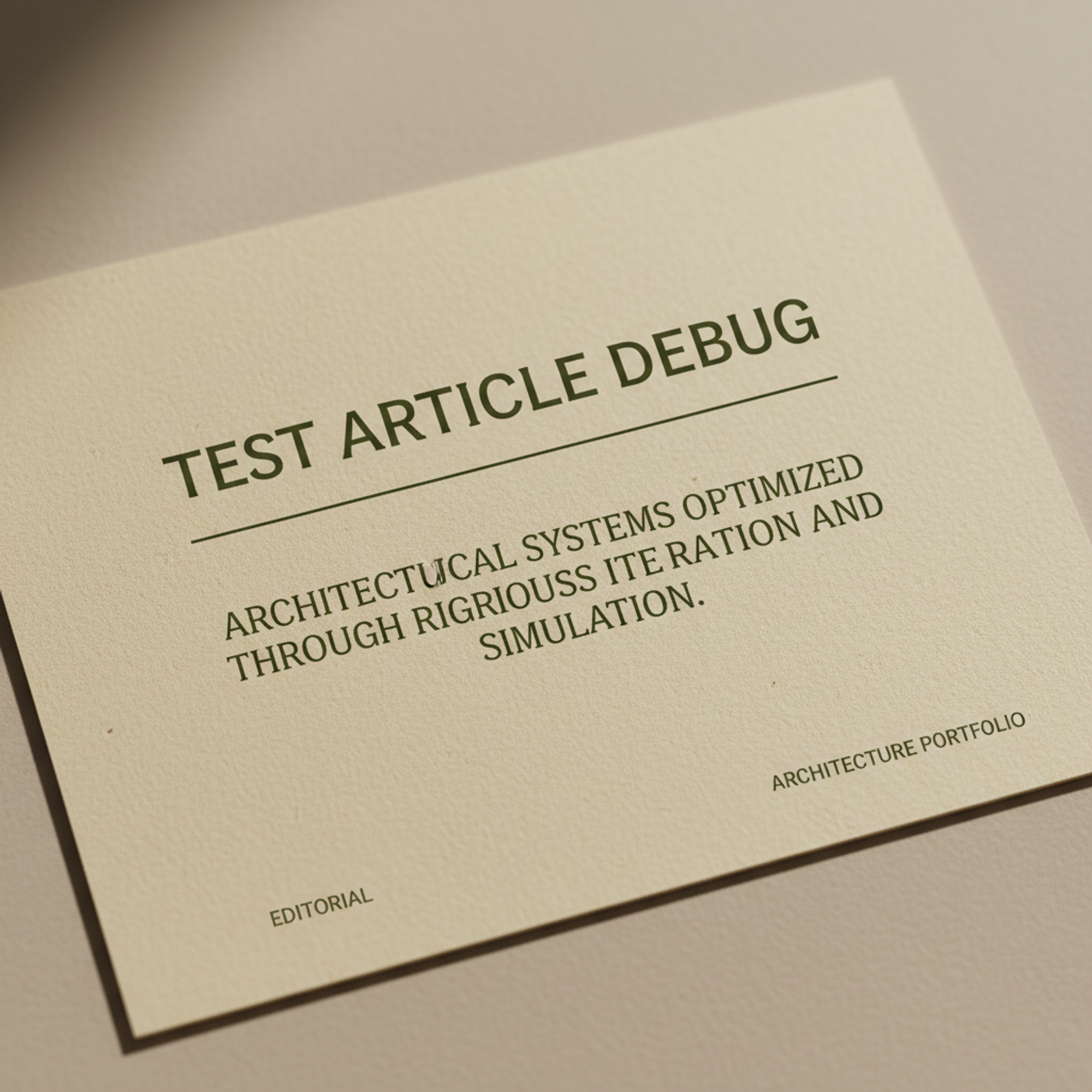 Conceptual Text Card — Test Article Debug