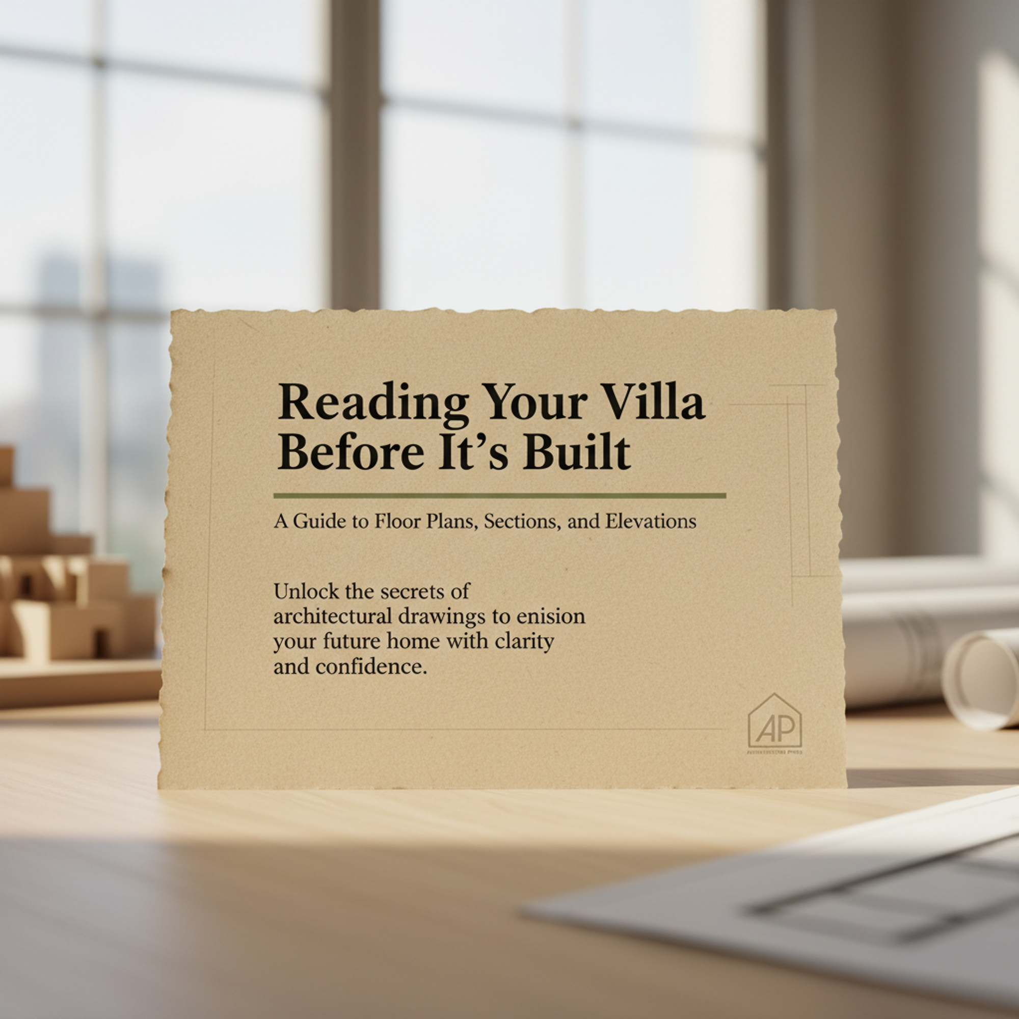 Conceptual Text Card — Reading Your Villa Before It’s Built — A Guide to Floor Plans, Sections, and Elevations